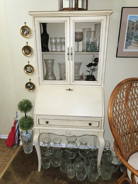 Shabby chic painted white secretary desk