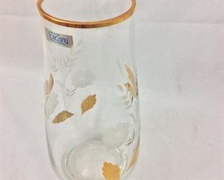 Toscany Hand Blown Glass Vase Romania, 10" H. 