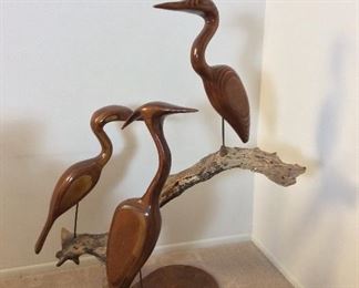 Heron Wood Carving Driftwood Art, 48" H. Driftwood Studios Casselberry, Florida