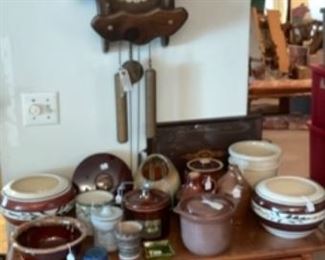 Antique Desk with Vintage Pottery