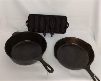 Cast Iron pans and corn bread dish