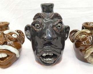 3-5IN. JACK MANESS POTTERY FACE JUGS 