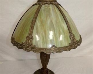EARLY SLAG GLASS TABLE LAMP