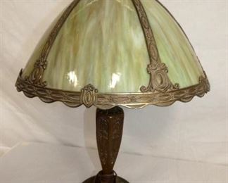 VIEW 3 EARLY SLAG GLASS TABLE LAMP