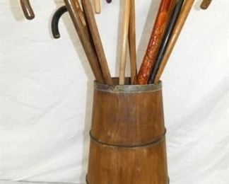WOODEN CHURN W/SEVERAL CANES