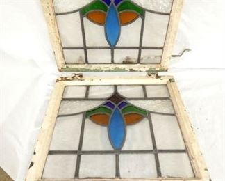 MATCHING PAIR 17X19 STAINED GLASS WINDOW