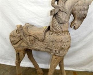 34X40 CARVED WOODEN HORSE