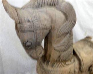 VIEW 5 CLOSE UP SIDE 2 HEAD CARVED HORSE