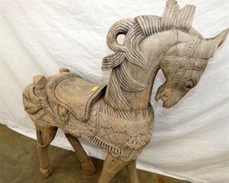 VIEW 3 FRONT VIEW CARVED WOODEN HORSE