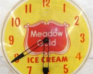16IN. MEADOW GOLD ICE CREAM CLOCK