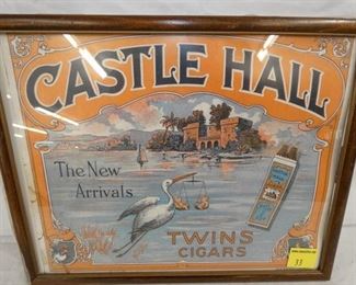 13X10 CASTLE HALL  TWIN CIGARS FRAMED AD