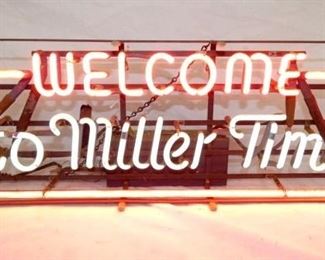 28X11 WELCOM TO MILLER TIME NEON