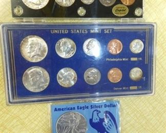US PROOF, US MINT SILVER SETS/SILVER EAGLE $ 
