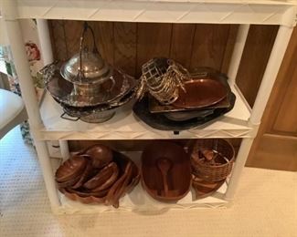 Vintage wooden bowls and serving pieces