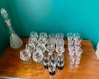 Lovely decanter & liqueur glass sets.