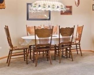 MCM Dining table ; 6 wooden chairs