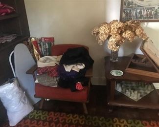 tons of vintage clothing majority high end Mark Heister many with the tags still on. MCM Chair