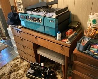 DESK WITH EARLY FAX MACHINE