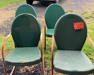 METAL LAWN CHAIRS SET OF 4