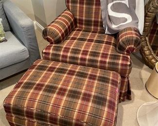 PEARSON UPHOLSTERED CHAIR AND OTTOMON