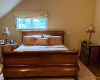 pine distressed vintage - kink sleigh bed - complete