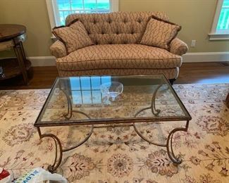 wrought iron and beveled glass coffee table  