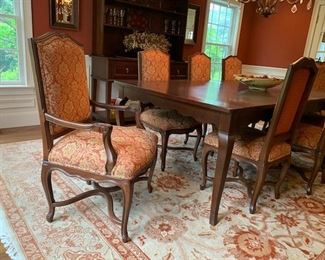 Country French Table w 10 chairs / contemporary area rug