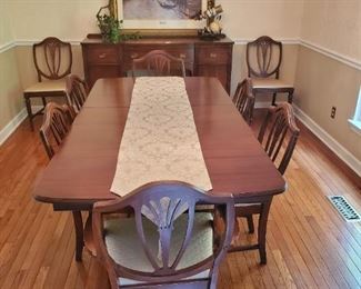 DINNING TABLE 8 CHAIRS-SELF STORING LEAF