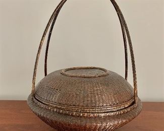 $40 - Woven basket - 17.5"H  (include handles) x 14.5" diameter
