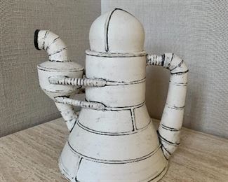 $595 - Christa Assad wood burner teapot studio art teapot #21; 9.5"H x 9'W 