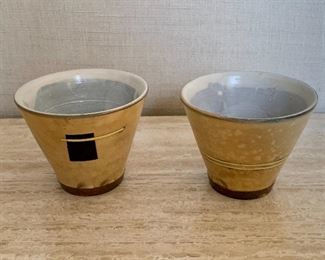 $30 - Pair of ceramic, studio art vessels; 3"H x 4"W 