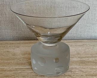 $20 - Etched art glass martini glass; 4"H x 4.5"W
