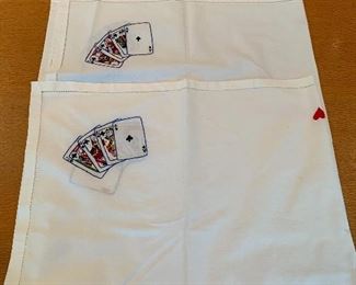 42" square hand embroidered tablecloth; perfect for bridge!