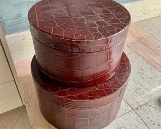 $40 - Pair of faux alligator lidded storage boxes