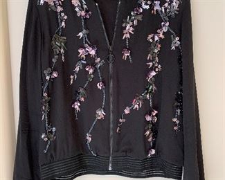 $75 - Elie Tahari silk bomber jacket with sequins jacket; size M; 
