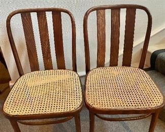 $120 - Pair of cane accent chairs - 33"H x 17.5"W x 16.5"D. Seat height is approx. 18"H 