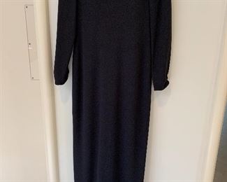 $260 - Vintage Bill Blass black dress;  V Back with satin kick pleat; Size 10; Made in USA of Italian wool; 