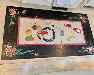 $175 - Painted and signed floor mat #2; 5' 6"L x 3'W