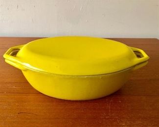 $40 - Yellow COPCO covered casserole; KS#112; Copco- Made in Denmark; 4.5" H x 13" W x 8" D