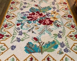 $120 - Floral woven rug - KS#2 - 6'1" x 9'