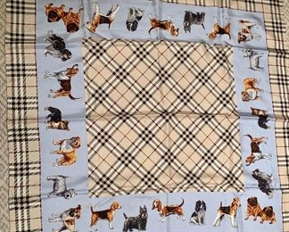 $195 - Burberry Nova Check Dog scarf. KS#20; silk; approx 33”Square