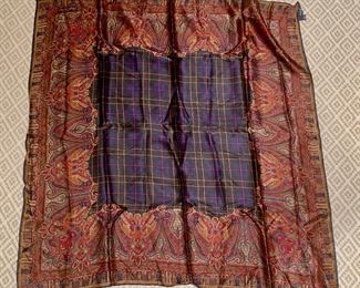 $95 - Ralph Lauren plaid and paisley silk scarf KS; approx 34" square