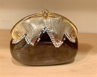 $20 - Hard shell evening clutch; KS#38    4.5"H x 3"W  (replacement stones are available in bag)