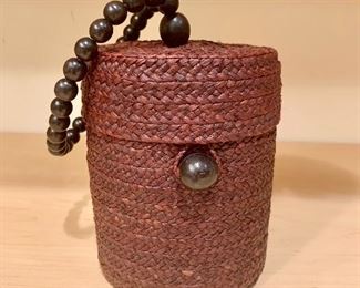 $40 - Majunga woven wristlet with bead handle KS#41; 5.5"H x 4.5"W