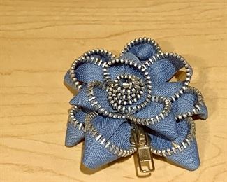 $40 - Kate Cusack flower 'zipper' pin KS#56; approx 3.5"; https://www.katecusack.com/shop