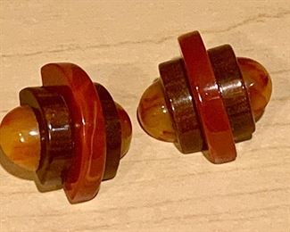 $24 - Deco clip earrings KS#63; plastic/resin; approx 1.5"H