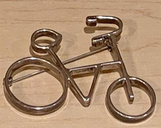 $35 - Sterling Silver Taxco bike pin KS#69; marked TC-202 Mexico; approx 2" x 2" 
