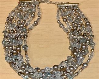 $30 - Multistrand beaded necklace KS#81; adjustable clasp up to 17"