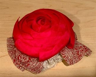 $40 - Peggy Jennings hand crafted silk and lace floral pin KS#85; approx 7"