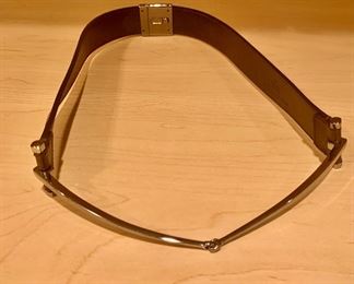 $245 - Gucci horse bit brown leather belt with silver hardware KS#91; size 30
